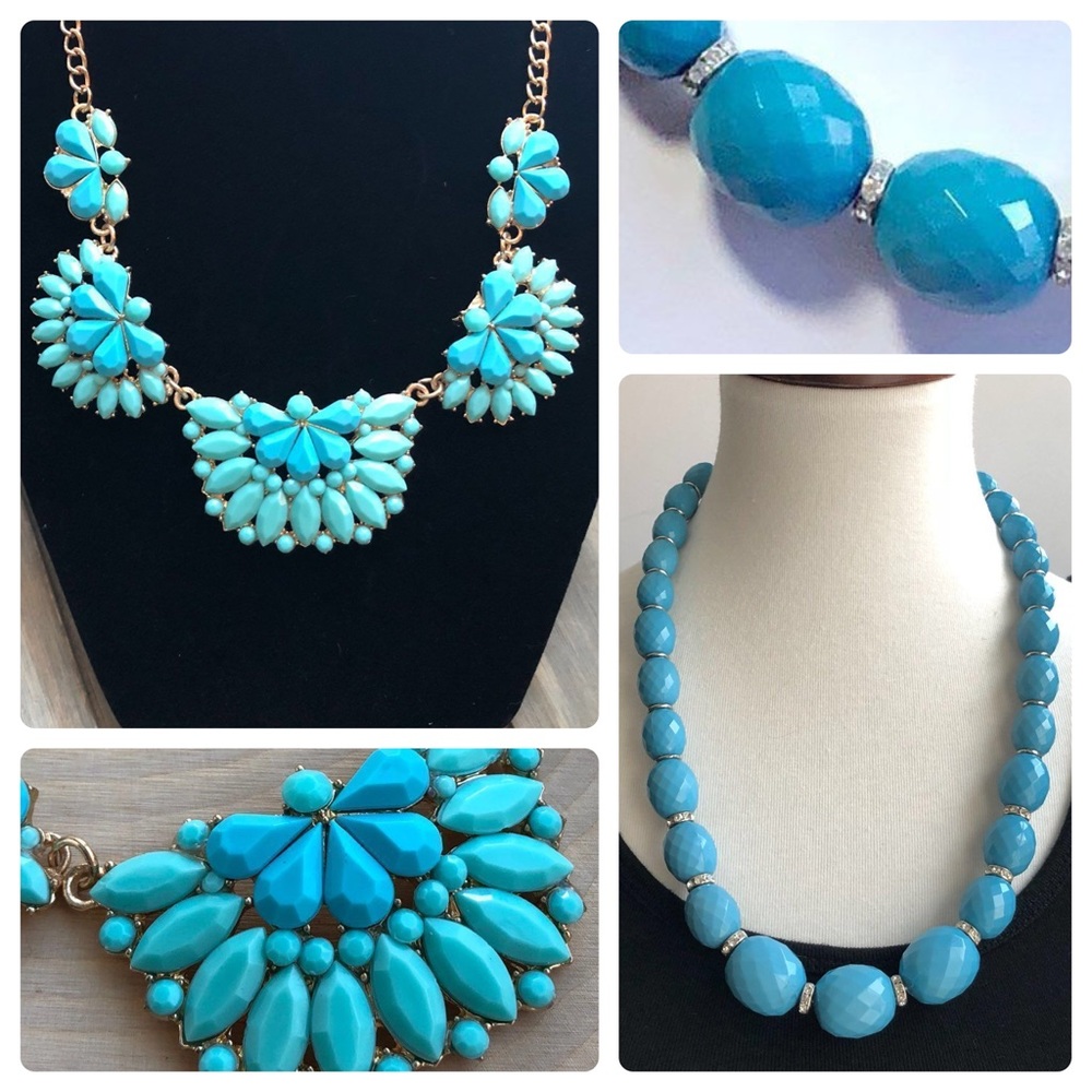 Bundle of Faceted Turquoise Statement Necklaces
